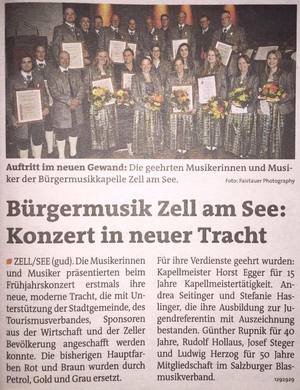 Auftritt in neuer Tracht!
Bericht: Bezirksblätter Pinzgau, Ausgabe 1./2. April 2015